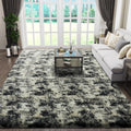 Ophanie Area Rugs - Fluffy Black, Gold & Grey Shag Carpet for Living Room | 6x9 Soft Plush Design