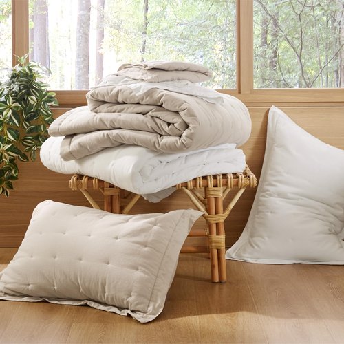 Bedsure Linen Quilt Queen Size, Cotton Linen Blend Quilt Set with Natural Wrinkles - 3-Piece All Seasons Bedding Set - White (90x96)
