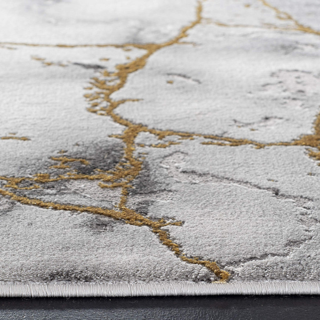 SAFAVIEH Craft Collection Runner Rug - 2'3" x 6', Grey & Gold, Modern Abstract Design, Non-Shedding & Easy Care, Ideal for High Traffic Areas in Living Room, Bedroom (CFT877F)