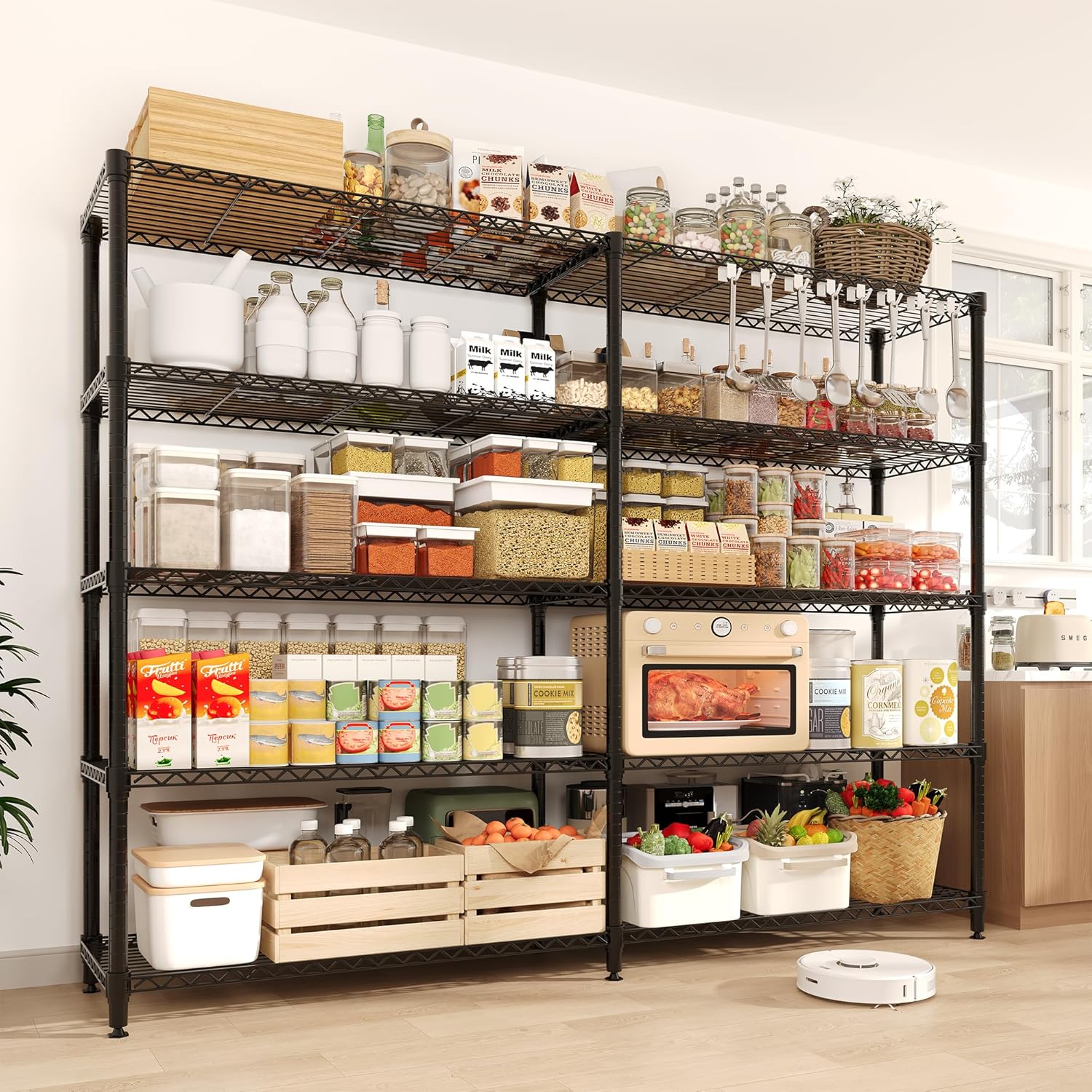 Regine Switzerland 5-Tier Metal Storage Shelving Unit - Heavy-Duty Wire Shelves for Home & Garage | 70.5" H x 59" W x 13.8" D