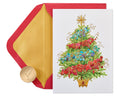 Papyrus Boxed Christmas Cards with Envelopes, Peace and Happiness, Glitter-Free Christmas Tree (12-Count)