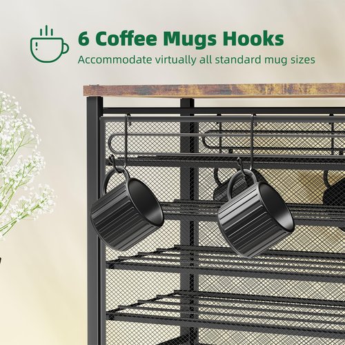 Simple Trending 5 Tier Coffee Pod Holder for K Cup, 160 Pod Pack Capacity Rack, Wood, Black