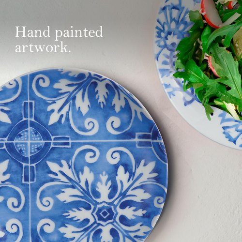 Rosanna Azul Porcelain Appetizer Plates, Set of 4, 6", Perfect for Desserts, Dishwasher & Microwave Safe, Blue