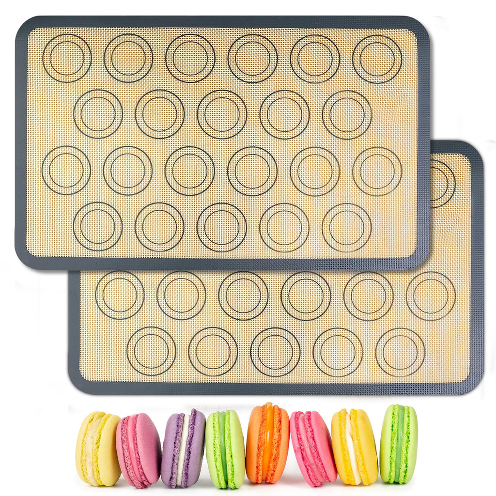 HOOMIL Macaron Silicone Baking Mats, 15"x10", Non-Stick, Reusable, Food Safe, Jelly Roll Sheet Size Silicone Mat, Pack of 2
