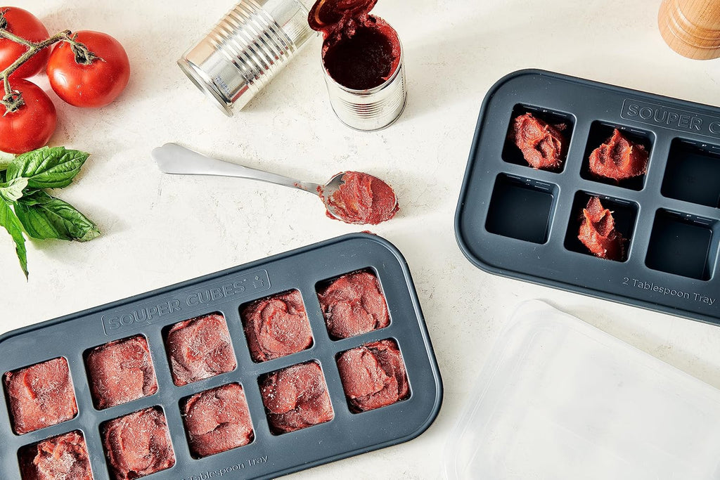 Souper Cubes Silicone Freezer Molds - Store Garlic, Herbs & More - Charcoal - 2-Pack