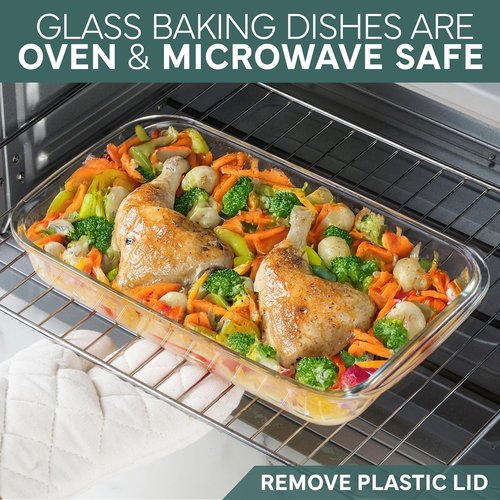 Cook With Color 8-Piece Deep Glass Baking Dish Set - Versatile Casserole & Food Storage Containers | Mint, Freezer-to-Oven Safe