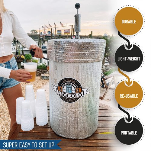 KEGCOLD Portable Keg Cooler - Foldable, Reusable, Lightweight, Insulated, and Easy Setup (1/2 & 1/4 Size Keg)