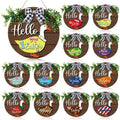 Weysat 13 Pcs Interchangeable Wooden Goose Decor, 11.8 Inch Holiday Seasonal Welcome Changeable Hello Geese Signs Rustic Farmhouse Front Door Round Wreaths Hanging Decorations for Porch Home Outdoor