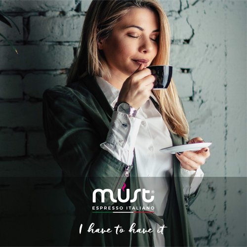 MUST, 100 Coffee Capsules in 100% Recyclable Aluminum, 100% Arabica Blend Intensity 6/8, 10 Packs of 10 Capsules, Compatible with Nespresso Machine, Made in Italy