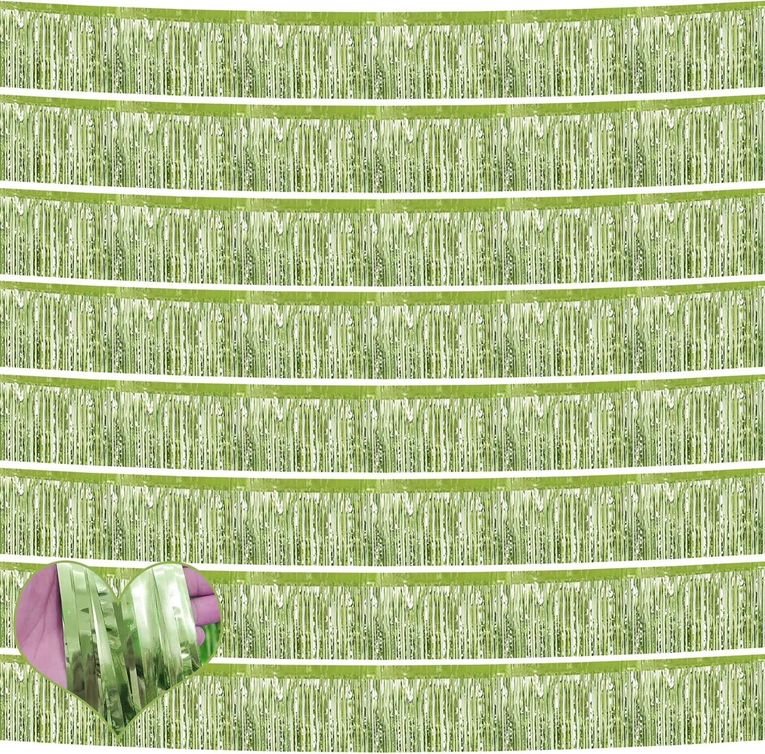 Skiennix Foil Fringe Garland - 10 Feet Metallic Tinsel Banner for Party Decorations | Light Green
