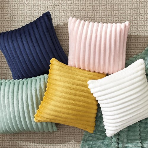 Bedsure Decorative Throw Pillow Covers - Double-Sided Striped Design, Soft Fluffy 18x18, Set of 2 for Home Decor