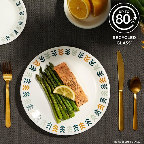 Corelle Vitrelle 18 Piece Glass Dinnerware Sets Service for 6, Triple Layer Chip & Crack Resistant Glass Plate and Bowl Sets, Anders