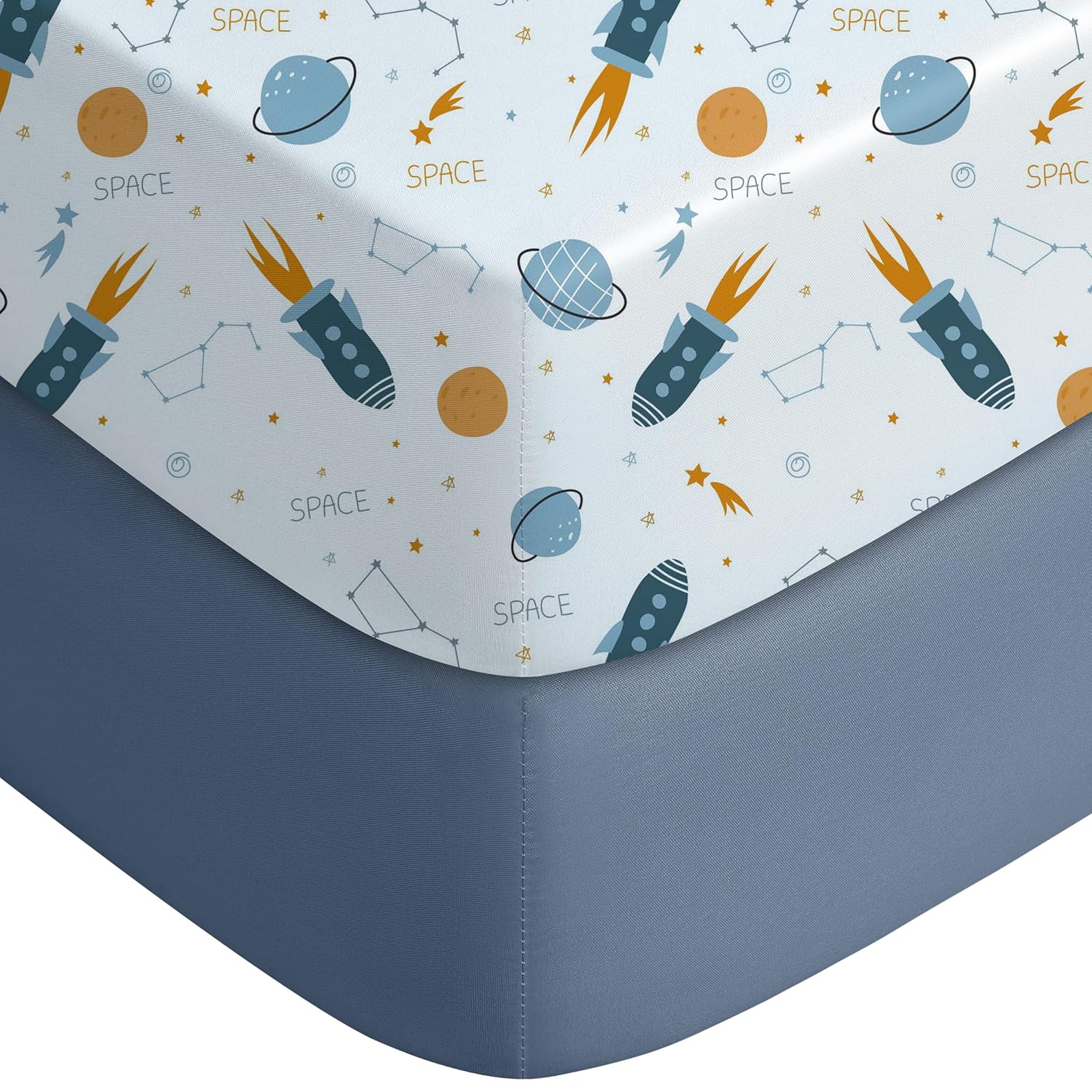 Yoofoss Fitted Baby Crib Sheets - Super Soft Microfiber 2-Pack for Standard Crib & Toddler Mattress | Blue Rocket 28x52x8in