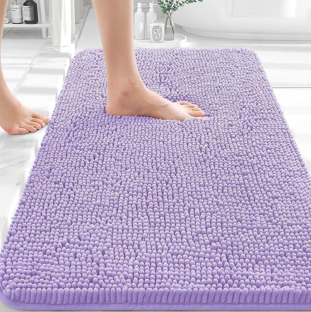 OLANLY Bath Rugs - Extra Soft Chenille with Rubber Backing | Quick Dry, Machine Washable, 30x20, Lavender