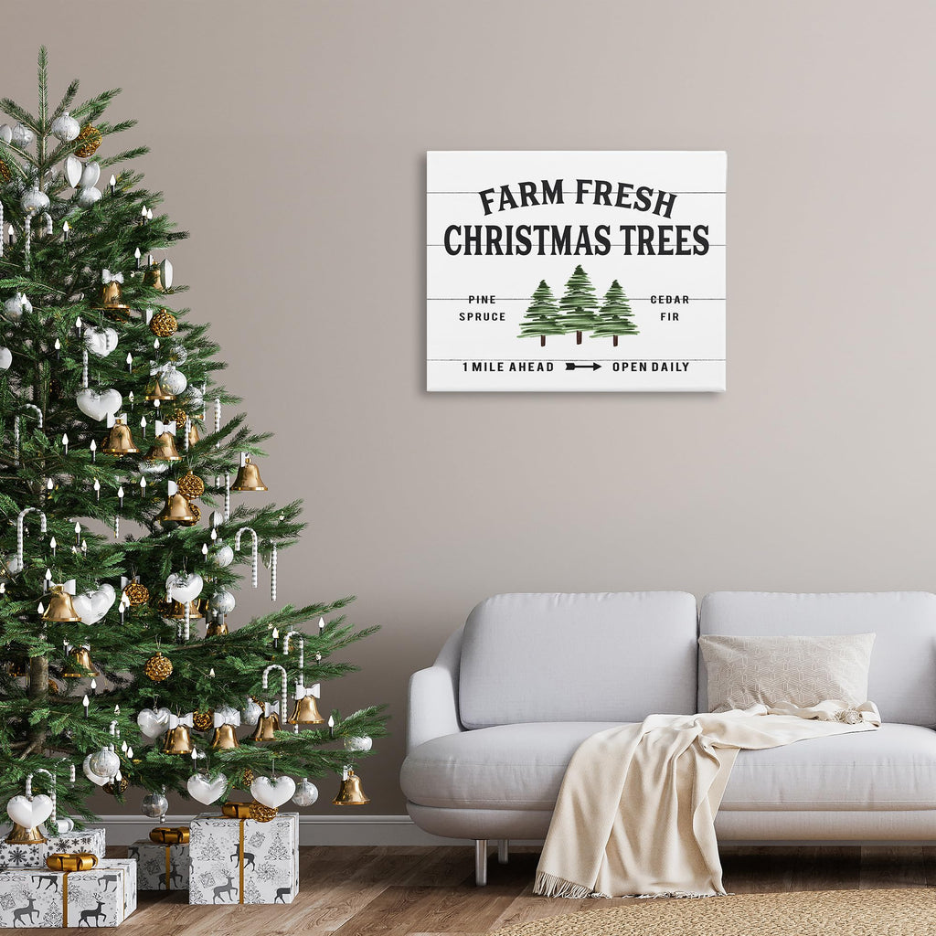 Stupell Industries 'White Farmhouse Christmas Tree Sign'| Canvas Art