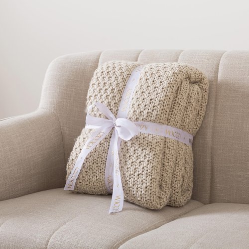 WDCOZY Chunky Cable Knit Throw Blanket Super Soft Warm Knitted Throw Blanket for Couch, Sofa, Chair, Bed Lightweight Breathable Cozy Comfortable Home Decorative Camel Tan Beige 60x80 Inches