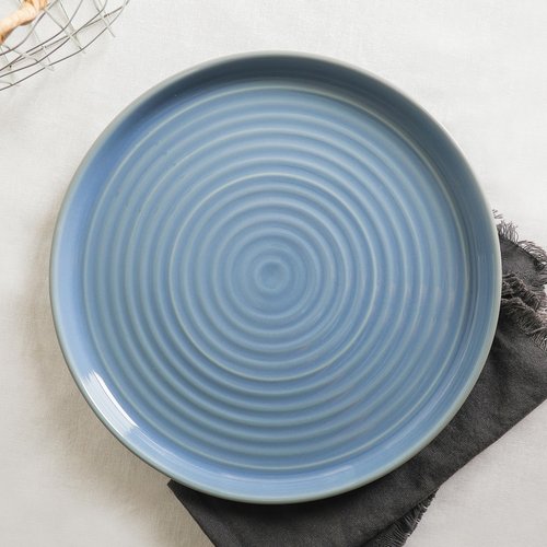 Stone Lain Elica 12-Piece Modern Dinnerware Set Stoneware, Plates and Bowl Sets for 4, Blue and Grey