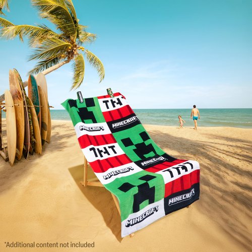 Minecraft Beach Towel for Kids Teens 2 Clothes Pins Creeper 100% Cotton Pool Towels TNT Bath Towel Beach Accessories Holiday Essentials 55x27 inch