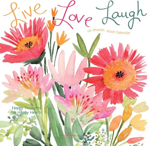 Graphique 2026 Mini Wall Calendar - Live Love Laugh | 7” x 7” | Thick Paper | Home & Office Organizer | 3 Languages & Holidays