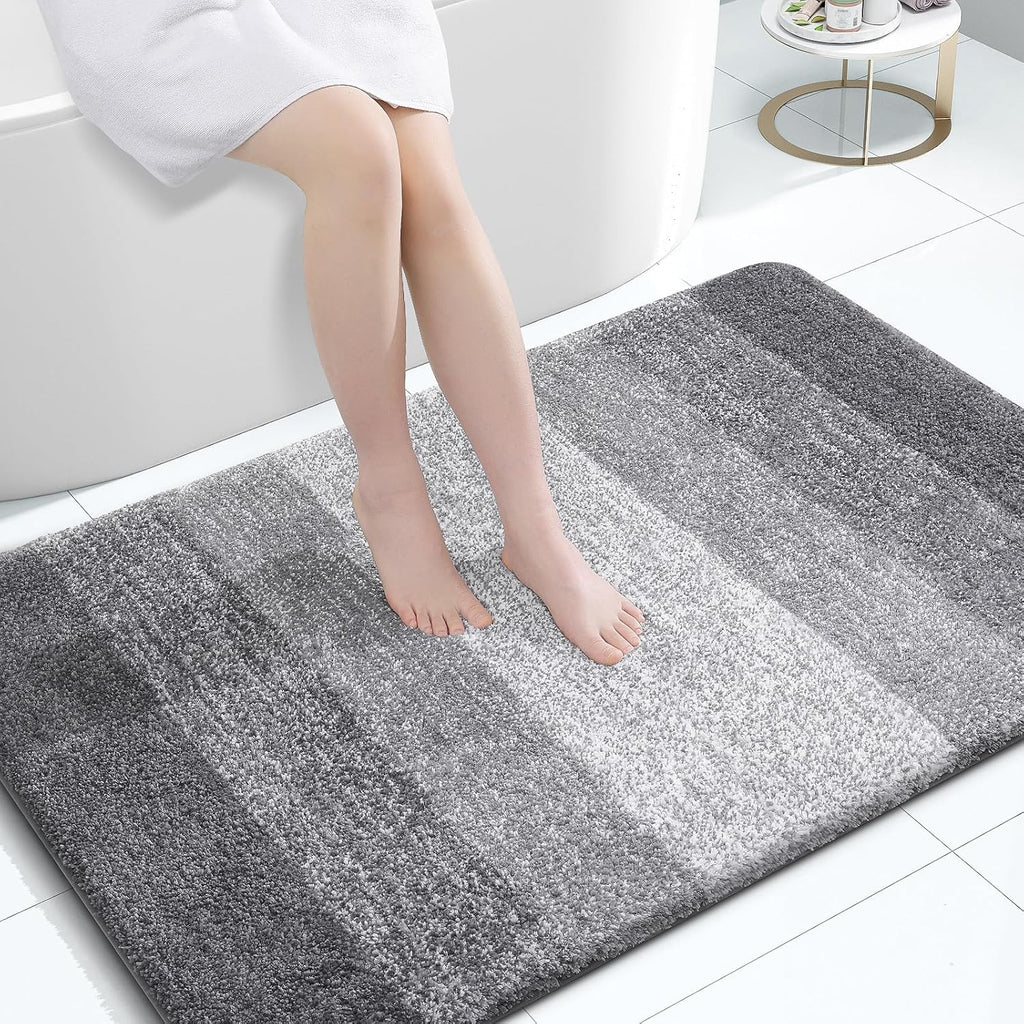 OLANLY Bathroom Rugs - Extra Soft Microfiber Mat | Quick-Dry, Machine Washable, 47x32, Grey