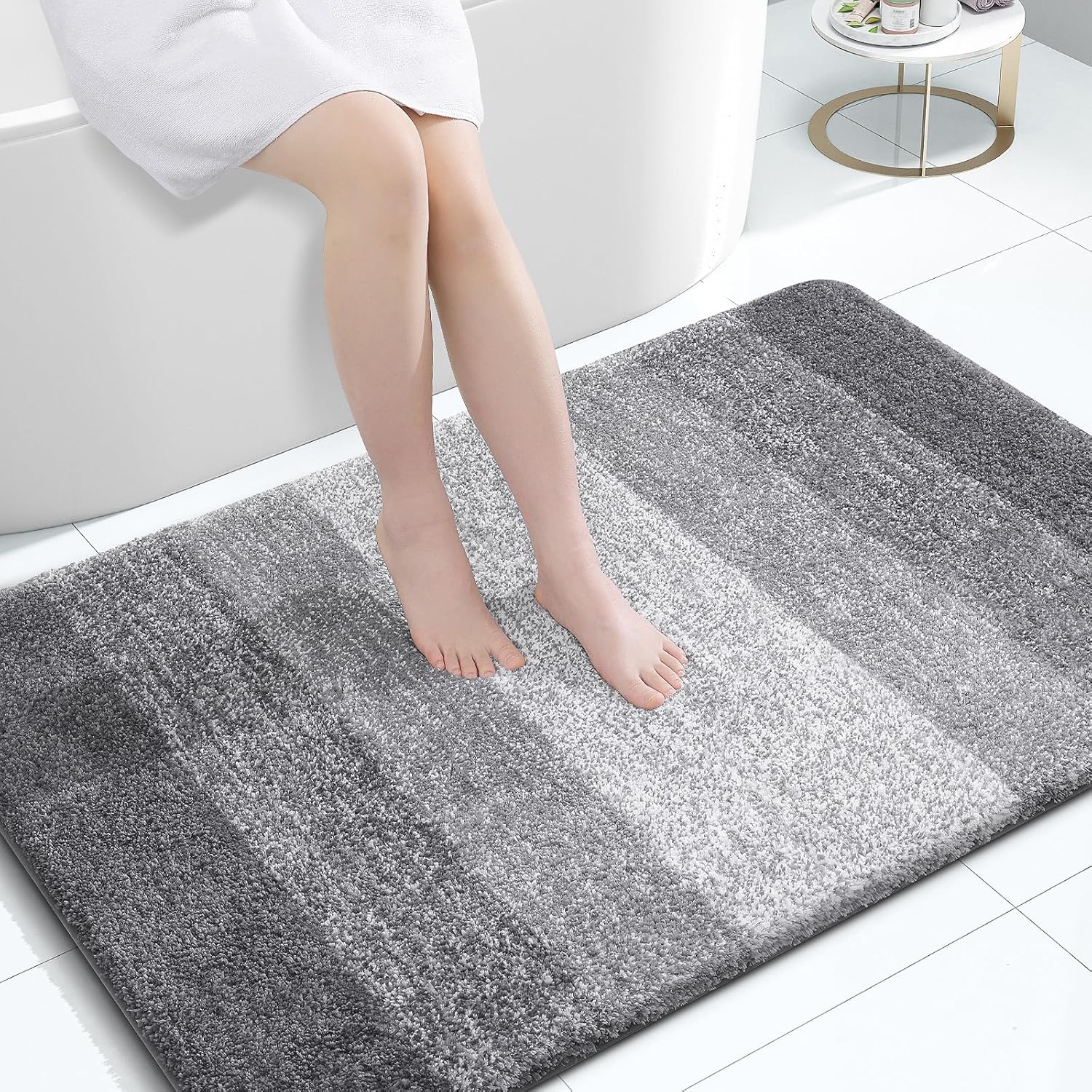 OLANLY Bathroom Rugs - Extra Soft Microfiber Mat | Quick-Dry, Machine Washable, 47x32, Grey