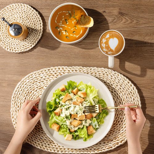 AmorArc Ceramic Dinnerware Set for 6 | Speckled Stoneware Plates and Bowls with Rustic Terracotta Underside| Scratch Resistant,Dishwasher & Microwave Safe Dishes Sets- 18pcs