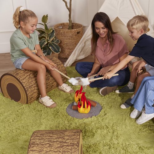 ECR4Kids SoftZone Tree Log Half Bench, 12in, Flexible Seating, Chocolate