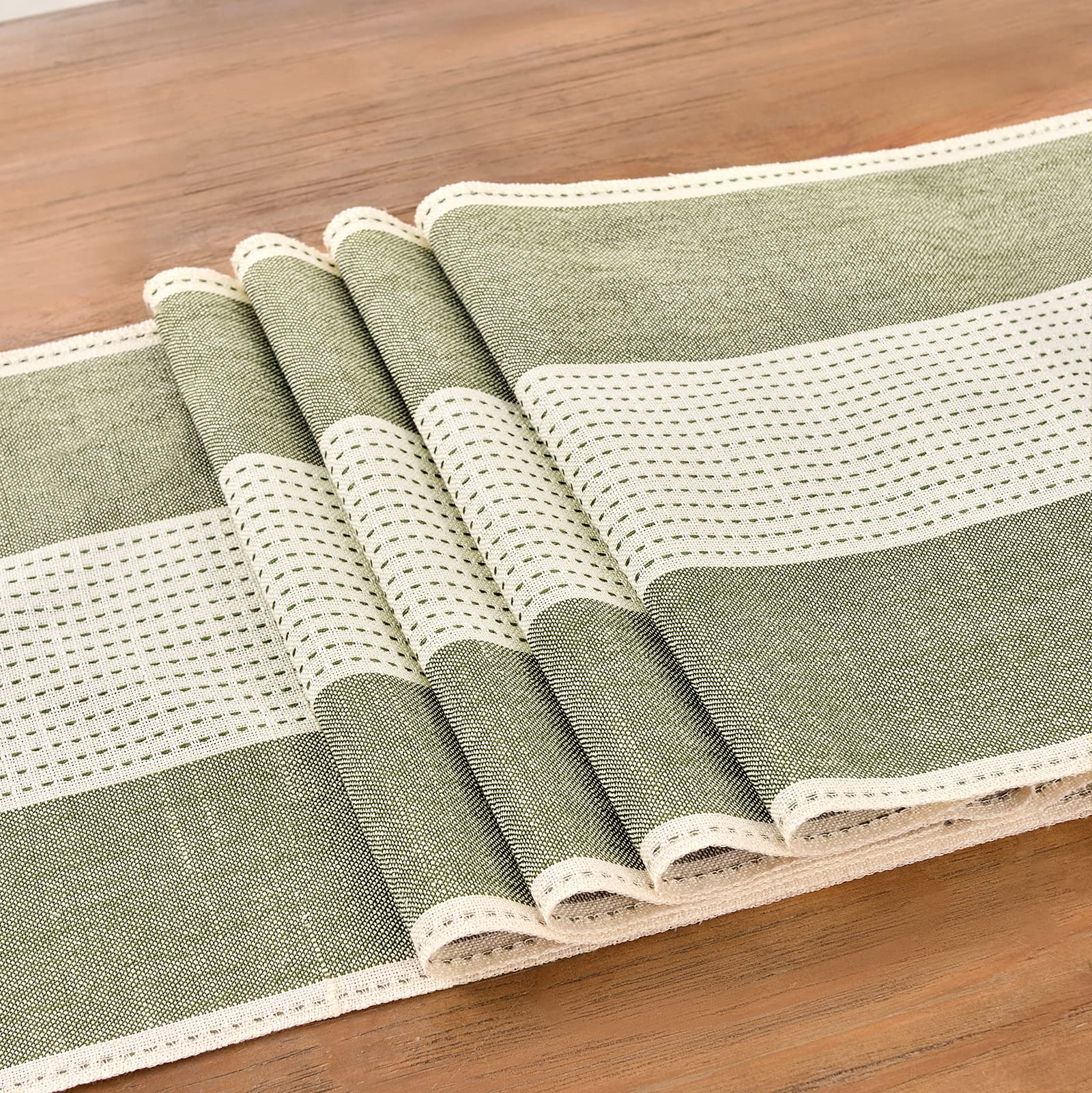 Wracra Linen Table Runner, Farmhouse Macrame Table Runners 108 Inches Long for Dining Table Decor, Wedding, Party and Dresser Decor (Sage Green,108")