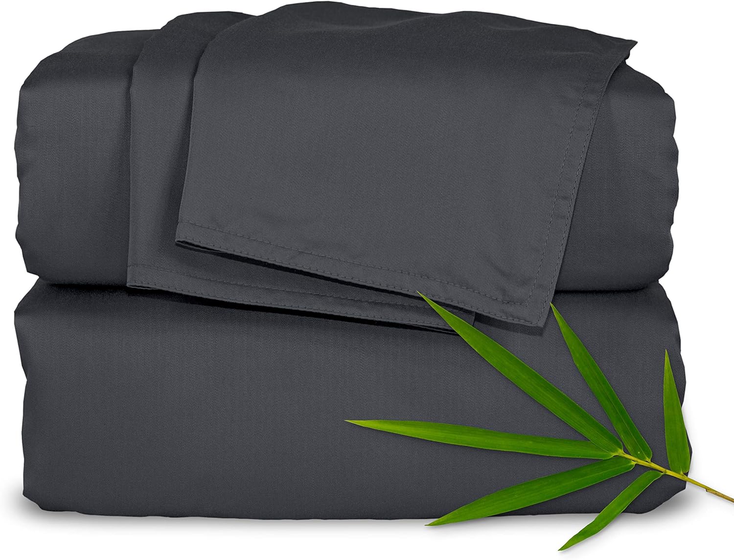 Pure Bamboo Short Queen Sheets - 100% Organic Viscose, Soft & Cooling Bed Set (60"x75") | Charcoal Color, 2-Year Quality Promise
