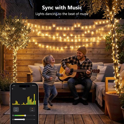 BrizLabs Smart Christmas Lights, 66FT 200 LED Christmas Lights App/Voice Control, Multiple Modes Dimmable Warm White Mini Fairy Light String, Music Sync Party Light Clear Wire for Indoor Outdoor Decor