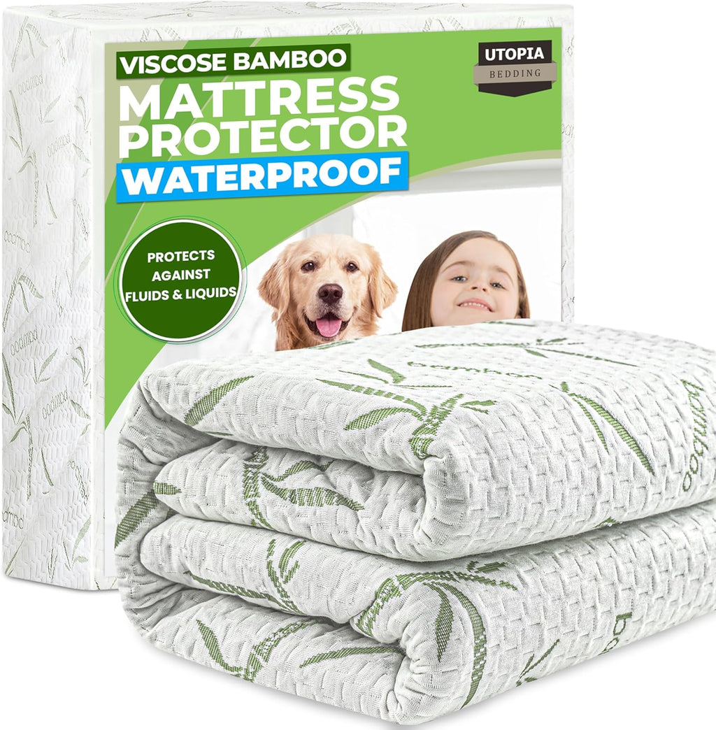 Utopia Bedding Waterproof Mattress Protector - Premium 200 GSM Bamboo Viscose | Twin Size, Soft & Breathable