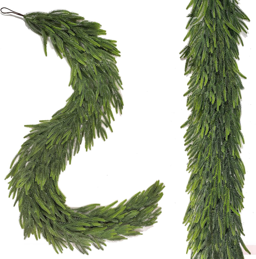 Norfolk Pine | 6 Ft Realistic Christmas Garland - Faux Winter Decor for Mantle, Table, Stairs & More