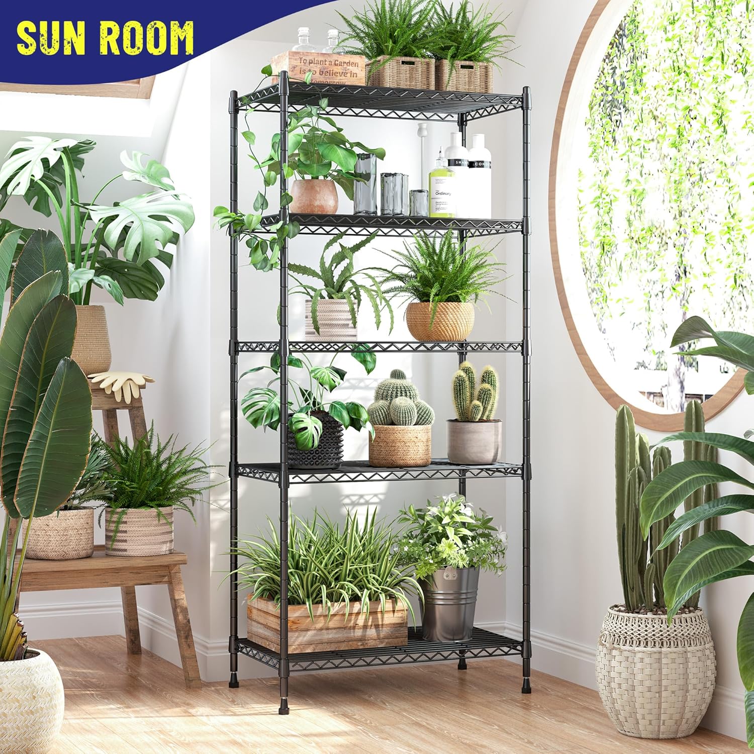 Romorgniz 5-Tier Metal Shelving Unit - Adjustable Wire Storage Rack for Kitchen, Pantry & Closet | 59.4" H x 21.5" W x 13.6" D