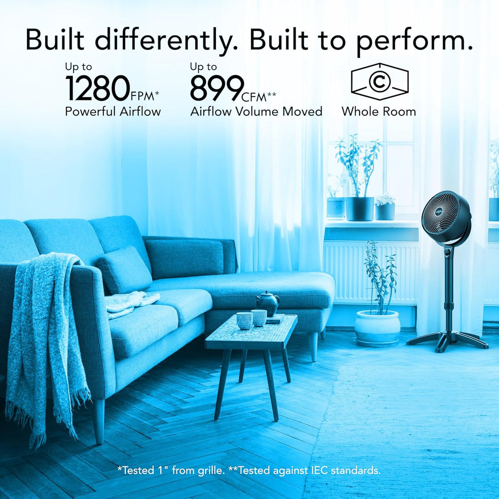 Vornado 683 Pedestal Fan - Powerful 3-Speed Air Circulator with Adjustable Height | Black, 32-38 in
