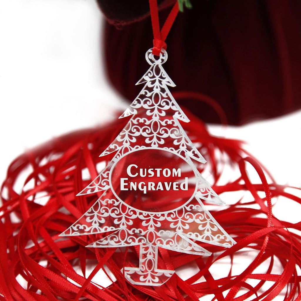 Personalized Christmas Ornaments 2025 - Unique Gift Box for Engagements, Weddings & Babies | Acrylic Lace Made in USA