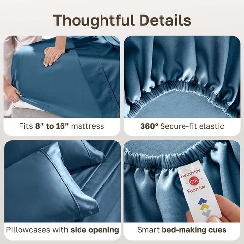 California Design Den Full Size Cotton Sheet Set - 100% Long Staple Cotton, 400 Thread Count, Deep Pockets, Peacock Blue