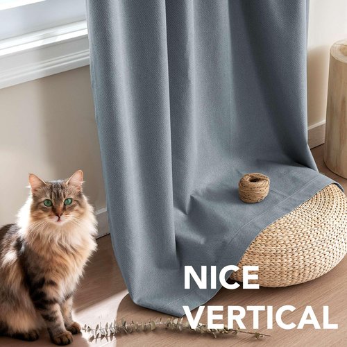 H.VERSAILTEX 100% Blackout Curtains Back Tab Full Light Blocking Curtain Draperies with Gray Coating Thermal Insulated Window Treatment Set of 2 Panels, 52" W x 84" L, Stone Blue