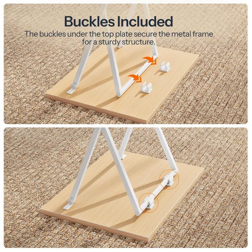 HOOBRO Folding TV Tray Tables, Set of 2 Side Table for Small Space, Industrial Snack Tables for Eating at Couch, Stable Metal Frame, Easy Assembly, Space Saving, Natural and White WN25BZ01