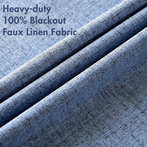 MIULEE Blackout Curtains - 100% Thermal Insulated Linen Texture Drapes | Stone Blue, 52x108 Inch (2 Panels)