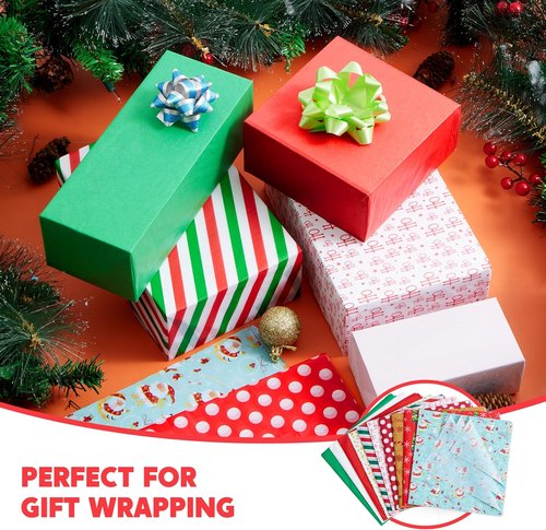 Joiedomi Christmas Tissue Paper - 150 Sheets Assorted Designs for Easy Gift Wrapping | Perfect for Boxes & Wine Bottles