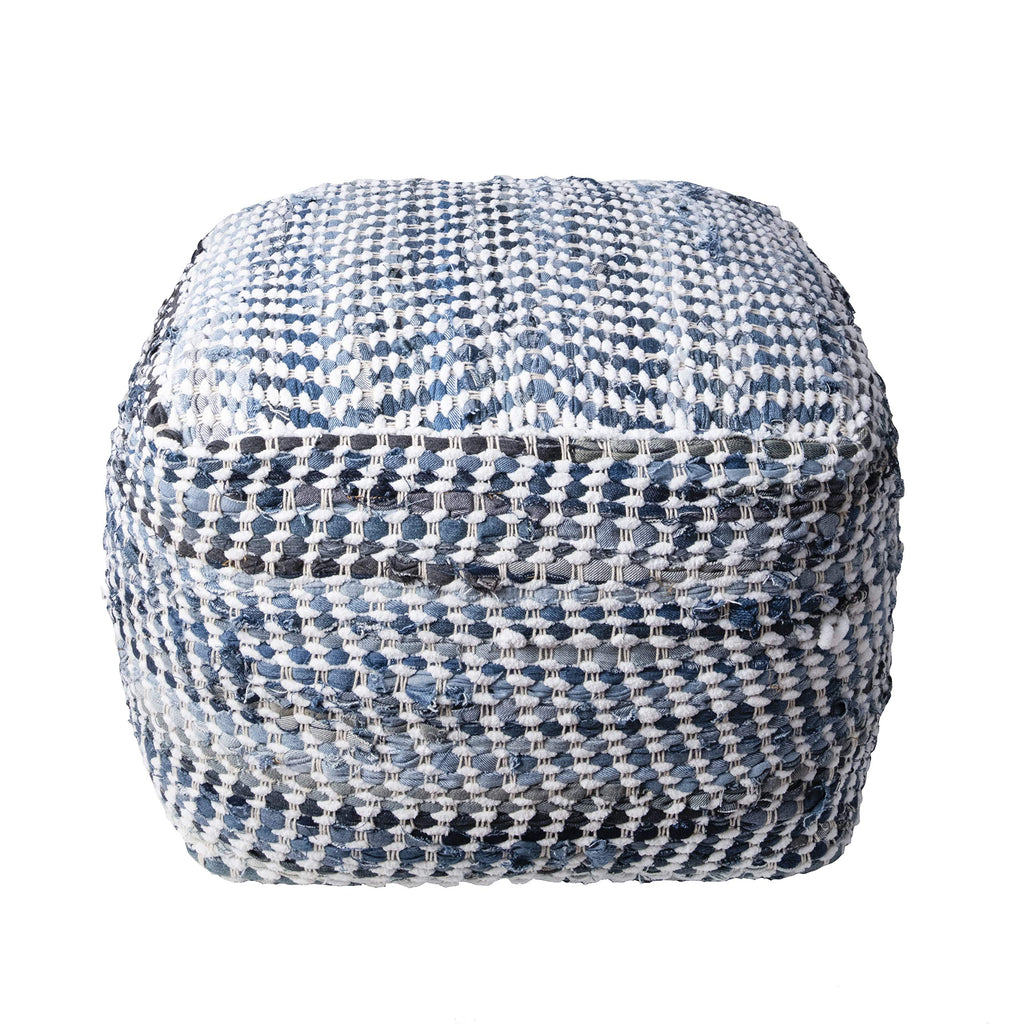 nuLOOM Seville Handmade Denim Textured Filled Ottoman Pouf