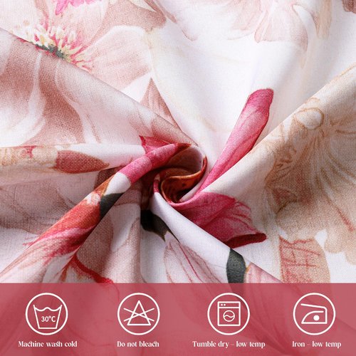 Majestic Giftware Polyester Tablecloths for Rectangle Tables | (60/90) - TC1500 Red Floral Print Hem Stitch Dining Table Cover | Decorative Washable Tablecloth for Home, Kitchen & Dining