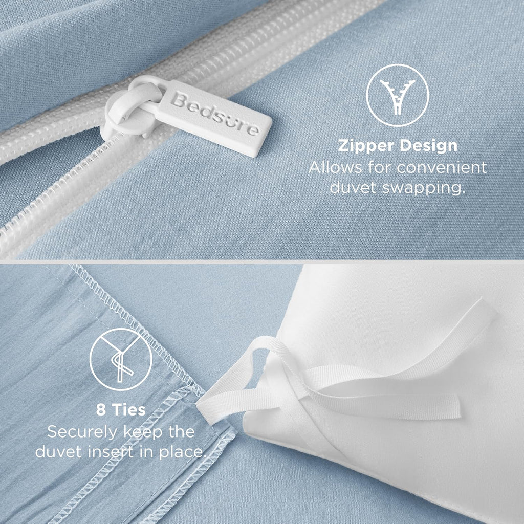 Bedsure Celestial Blue California King Duvet Cover - Extra Soft Prewashed Bedding Set, 104x98 Inches with Zipper Closure & 2 Pillow Shams