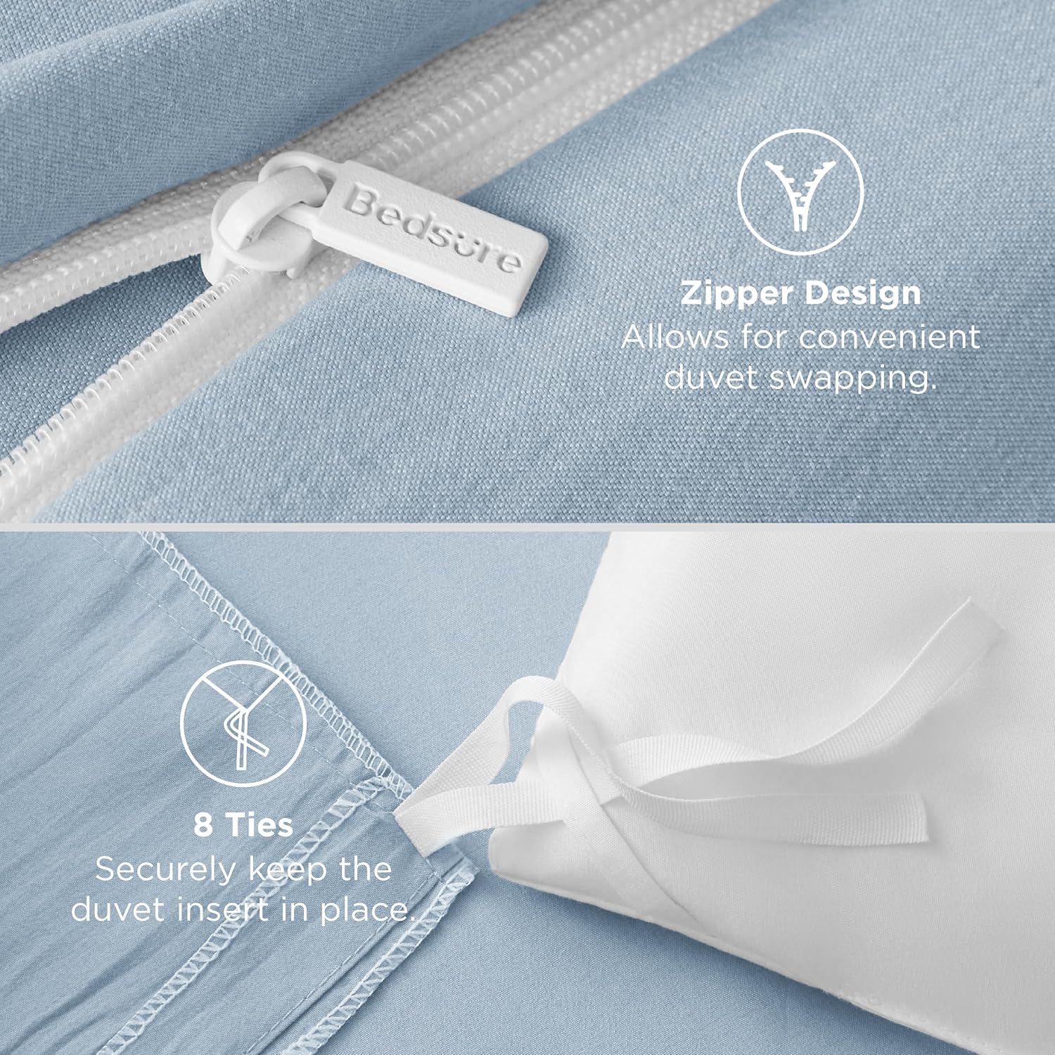 Bedsure Celestial Blue California King Duvet Cover - Extra Soft Prewashed Bedding Set, 104x98 Inches with Zipper Closure & 2 Pillow Shams