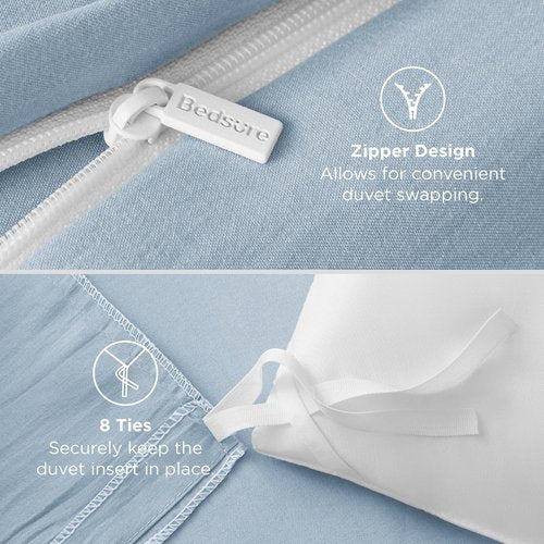 Bedsure Celestial Blue Duvet Cover Set - Extra Soft Twin/Twin XL Bedding, 2 Pieces with Zipper Closure & Pillow Sham