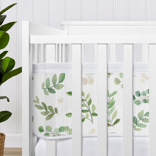 Sweet Jojo Designs + BreathableBaby 2-Piece Breathable Mesh Crib Liner Set (Green Boho Floral Leaf) for Boys/Girls, Baby, Infants/Newborn Nursery (Sage, Bohemian, Watercolor, Botanical, Woodland)