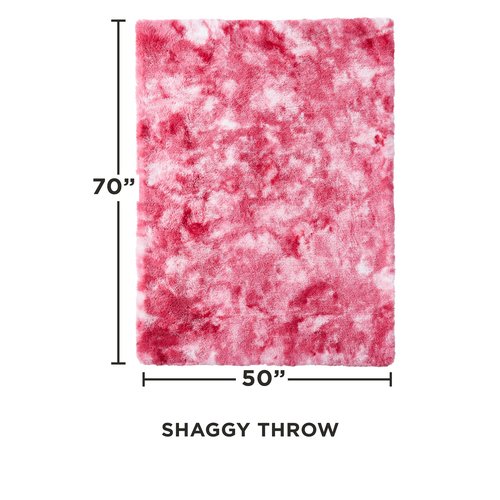 Juicy Couture Shaggy Faux Fur - Premium Throw Blanket - Living Room and Bedroom Décor - 50" x 70" Plush Throw, Pink Tie-Dye