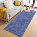 OLANLY 2x6 Machine Washable Runner Rug - Soft Fluffy Shaggy Indoor Carpet for Bedroom & Hallway | Denim Blue