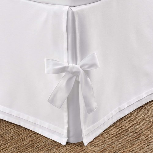 Laura Ashley Home - Corner Tied Tailored Bedskirt, Luxury Bedroom Decor, Wrinkle & Fade Resistant (White, Full)