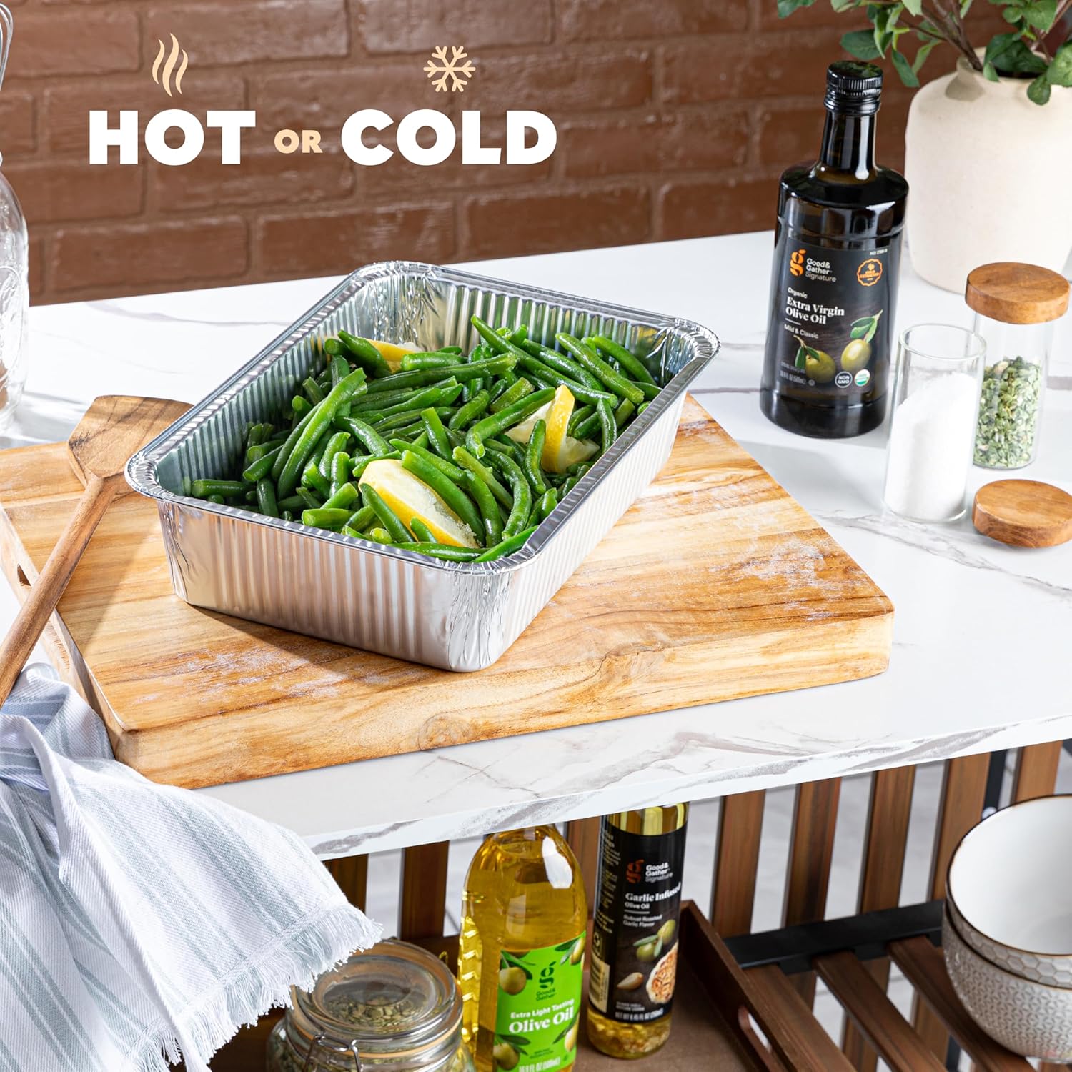 PlasticPro Aluminum Pans - Heavy Duty Disposable Baking Pans with Covers | 12.5'' x 9'' | 10 Pack